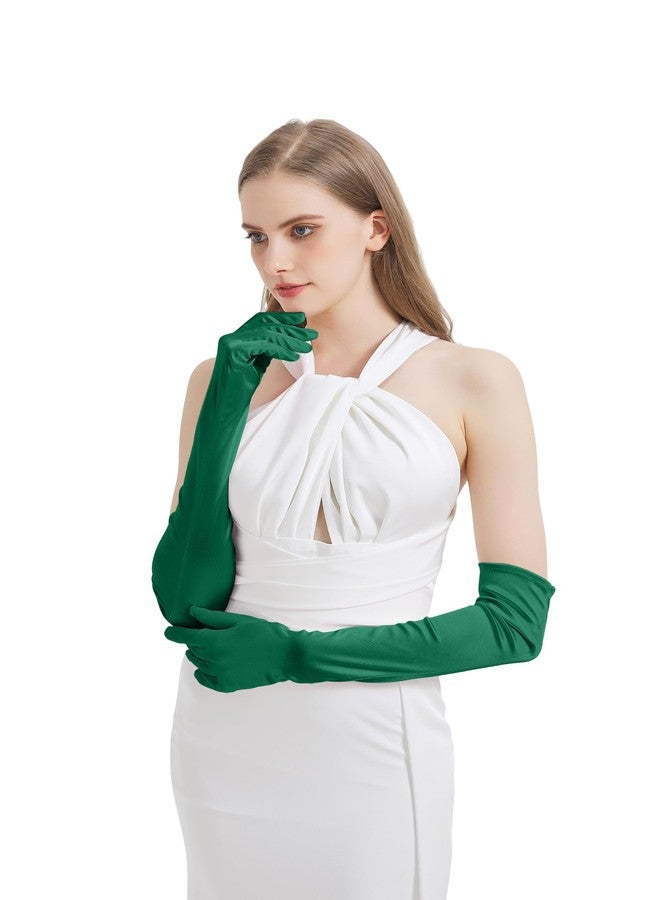 sodknow Long Green Gloves Costume Women Long Dark Green Satin Elbow Length Gloves 21" for Opera, Halloween Costume, Witch Cosplay, 1920s Gatsby Party, Roaring 20s Accessories, Dance & Formal Dress up - Image 5